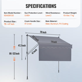 VEVOR waterproof PU coating blocks UV rays and light rain.