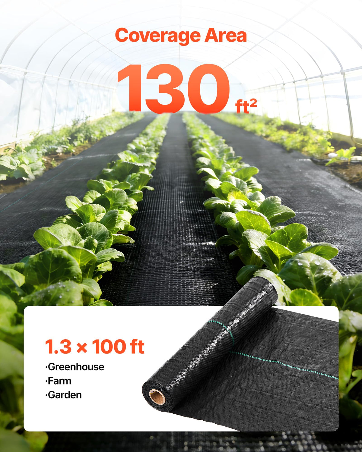 VEVOR weed barrier fabric close-up showing puncture resistance and weave detail
