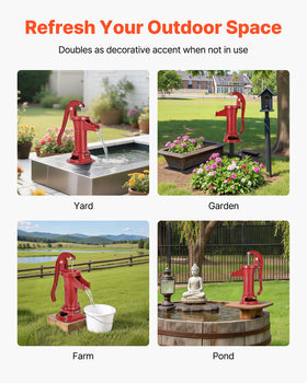 VEVOR Well Hand Pitcher Pump bucket spout with hook design for splash-free filling.