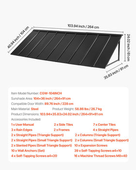 VEVOR window and porch awning creates shaded outdoor spaces.