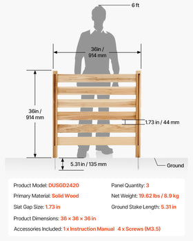 VEVOR three-panel fence features tenon joints for easy spacing without drilling.