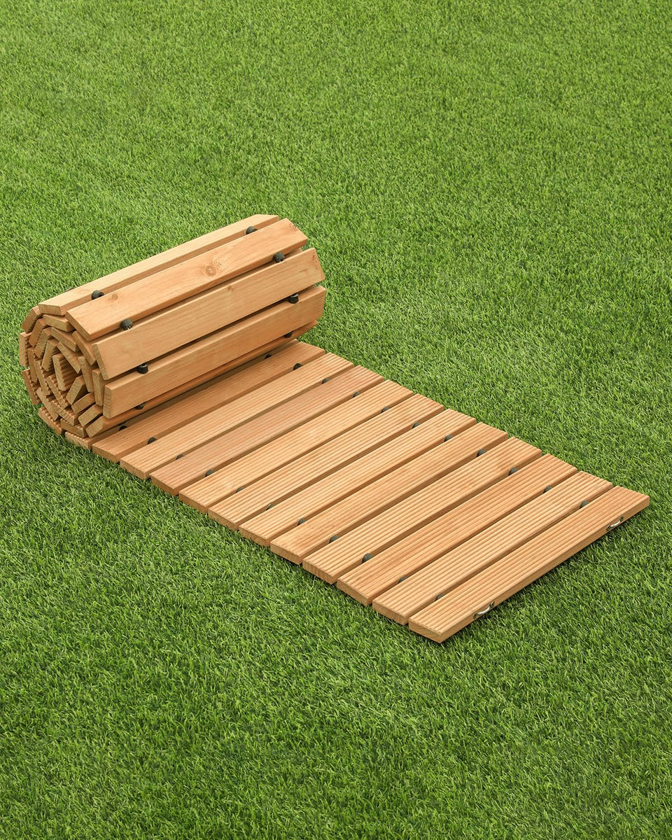 VEVOR wooden garden pathway shows 8 ft roll-out design for easy outdoor setup.