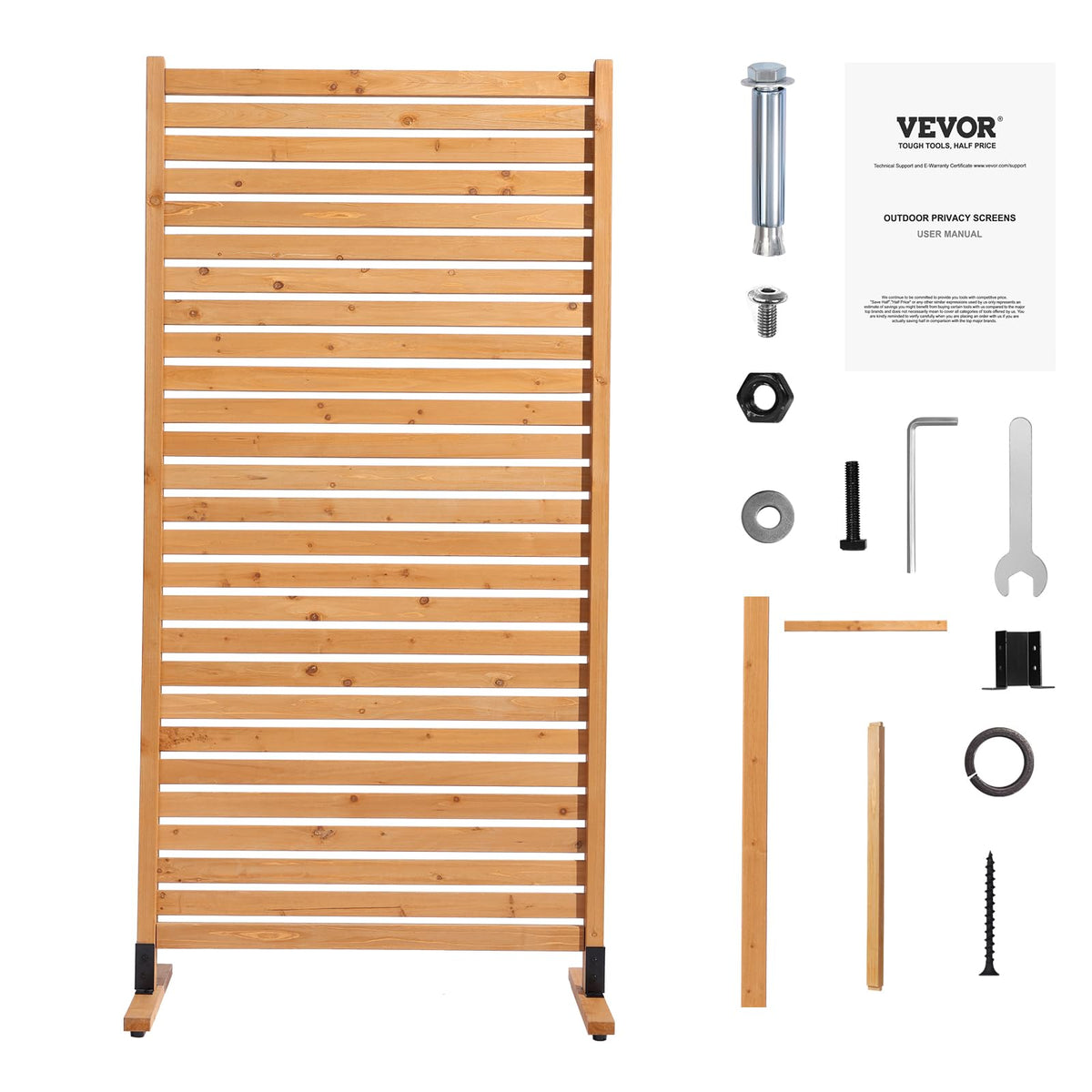 VEVOR wooden privacy screen outdoor divider enhances courtyard ambiance.