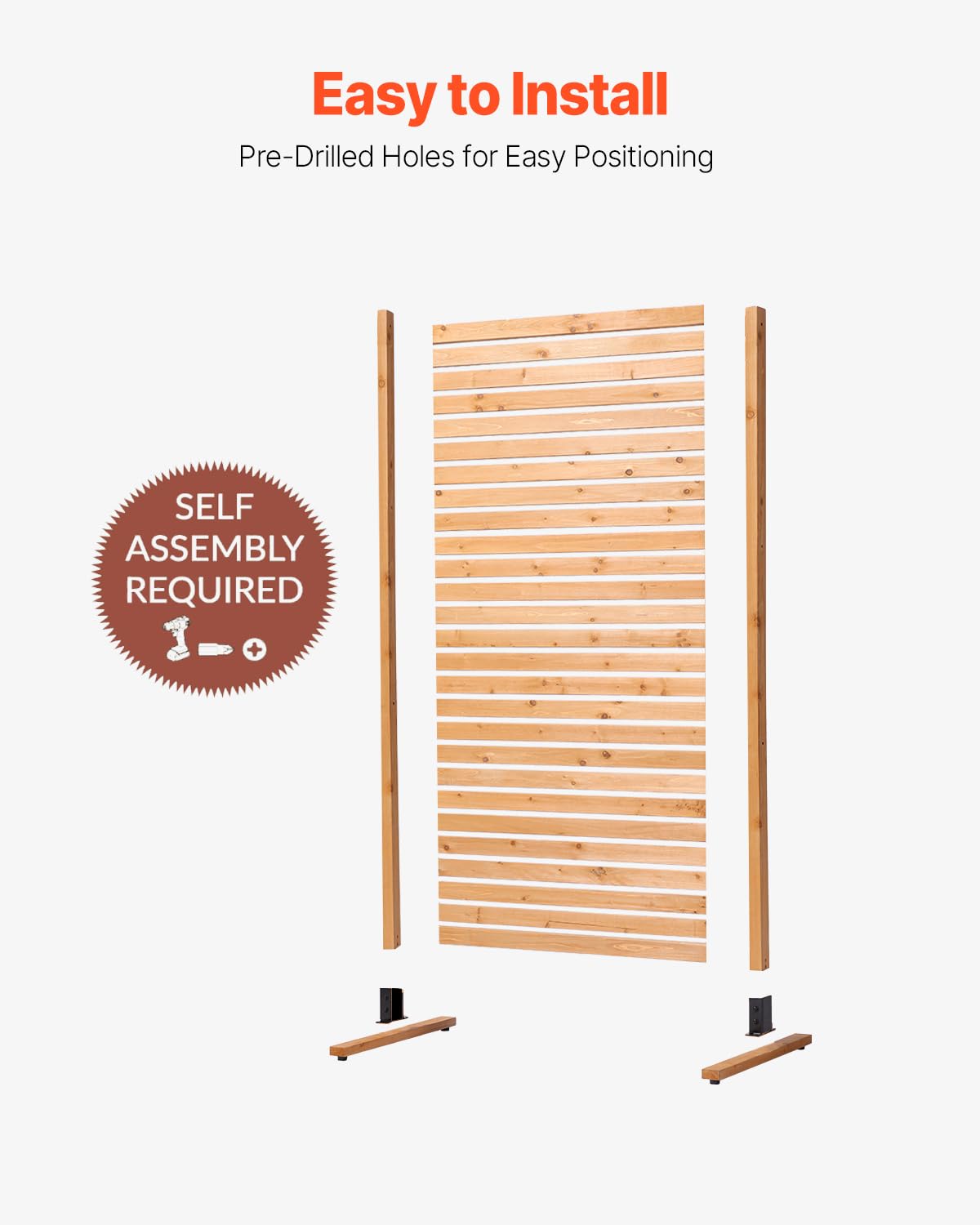 VEVOR privacy screen on ground stakes illustrates stable freestanding installation.
