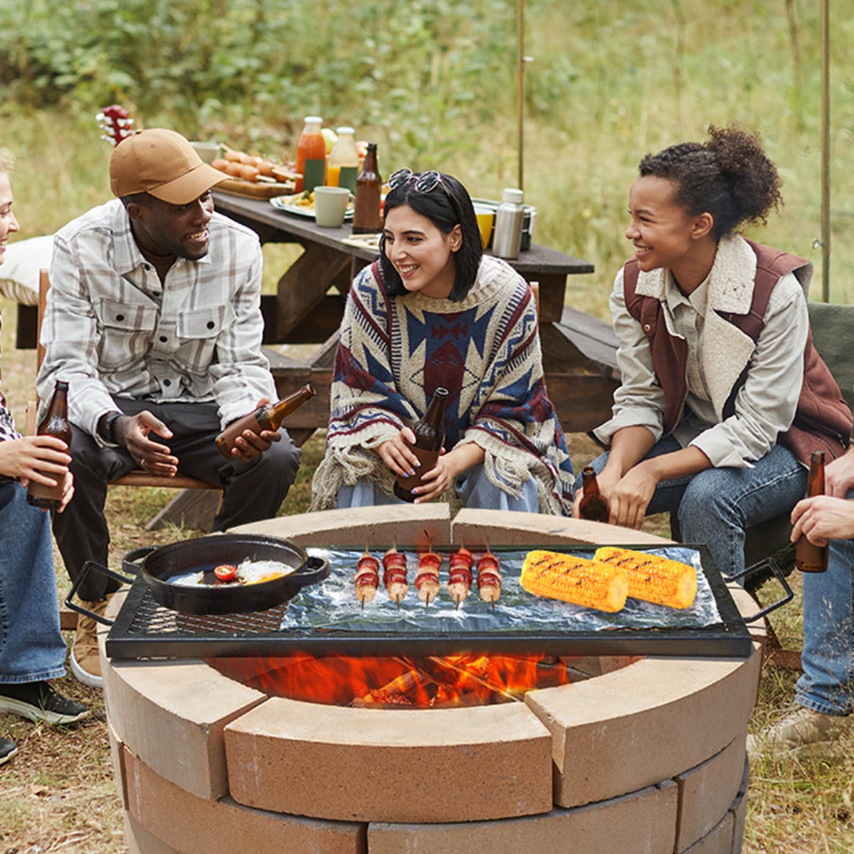 Compact, portable design of the VEVOR X-Marks grate for camping