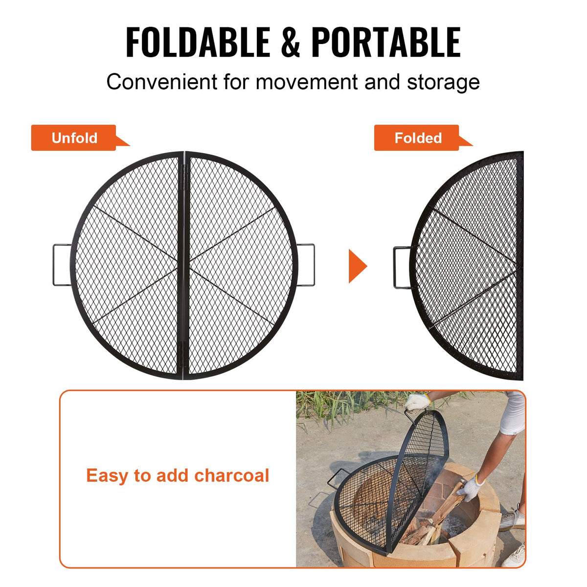 Heavy-duty steel construction of VEVOR X-Marks fire pit grate