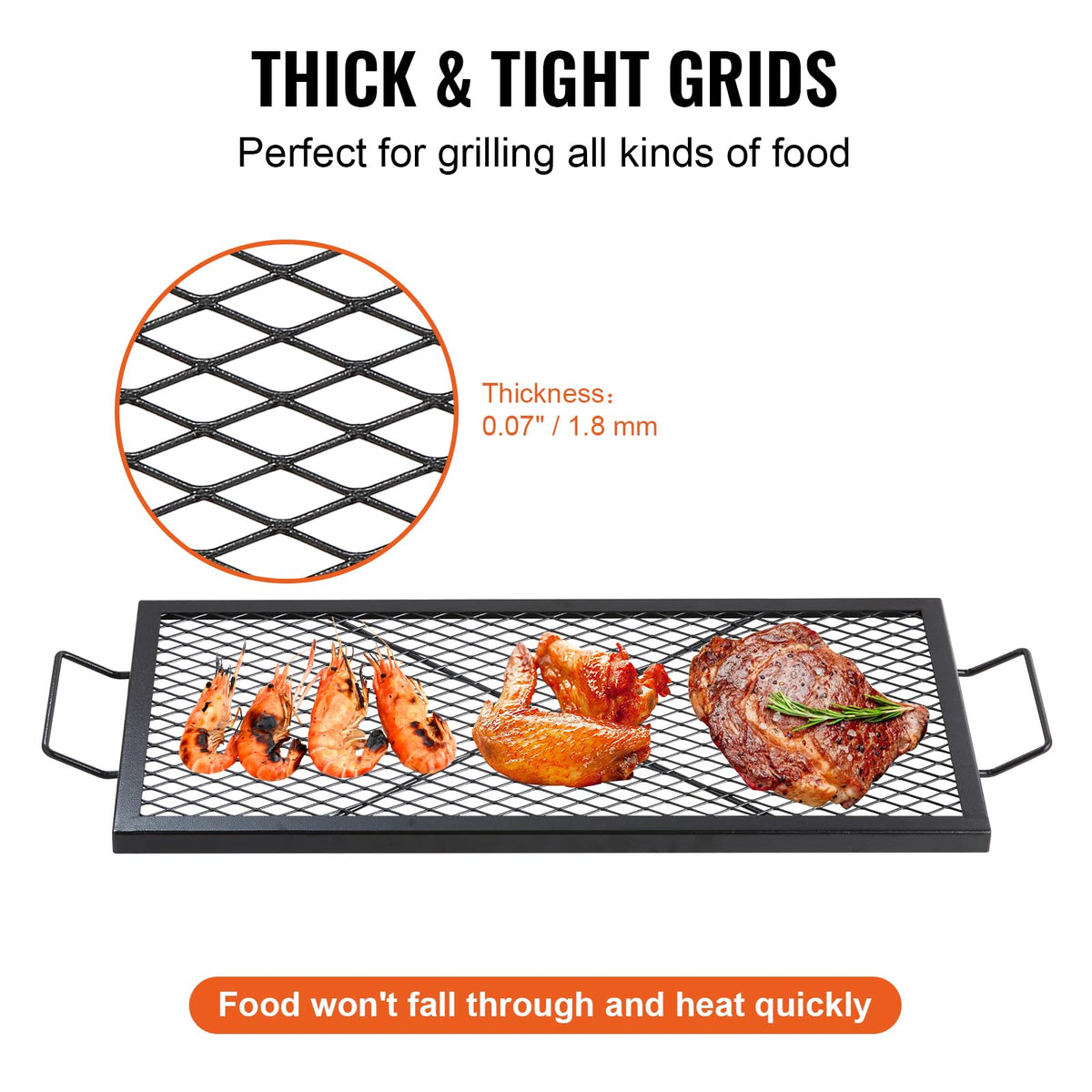 VEVOR X-Marks grate placed over a campfire for direct searing