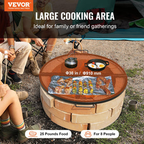 VEVOR X-Marks 36-inch grate opened for family outdoor cooking