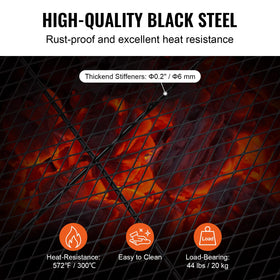 VEVOR X-Marks heavy-duty steel construction withstands open-fire use