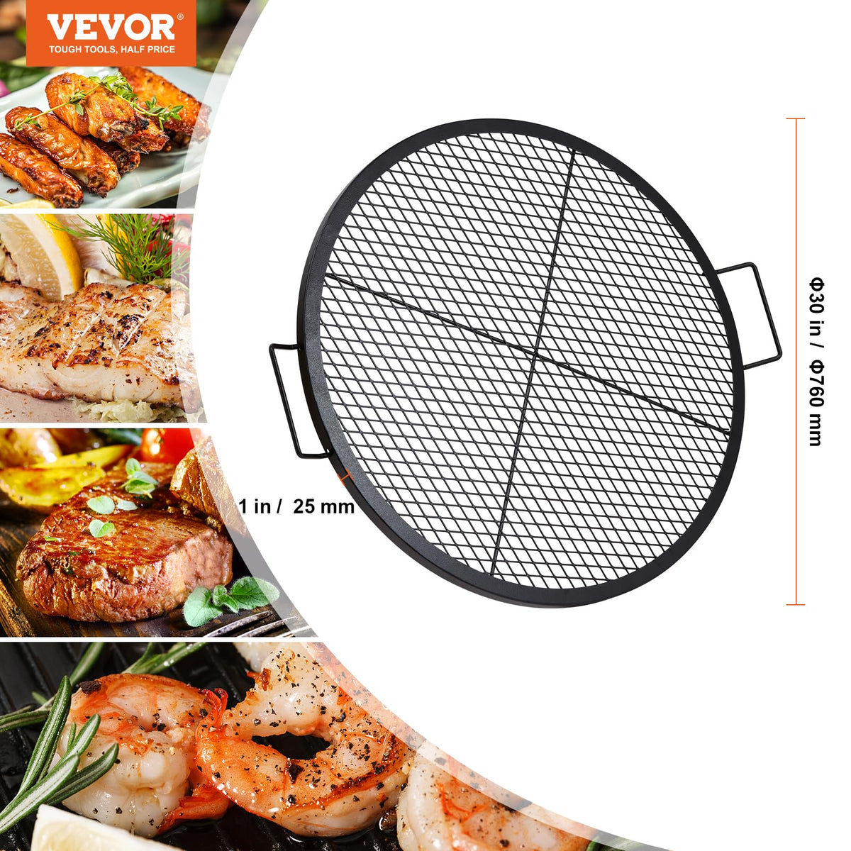 VEVOR X-Marks high-temperature resistance up to 572℉ for searing