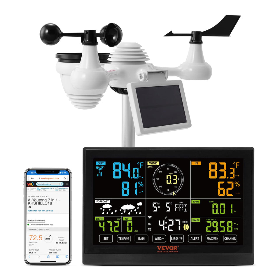 VEVOR YT60234 weather station display with 7.5 inch screen for easy at-a-glance weather readings