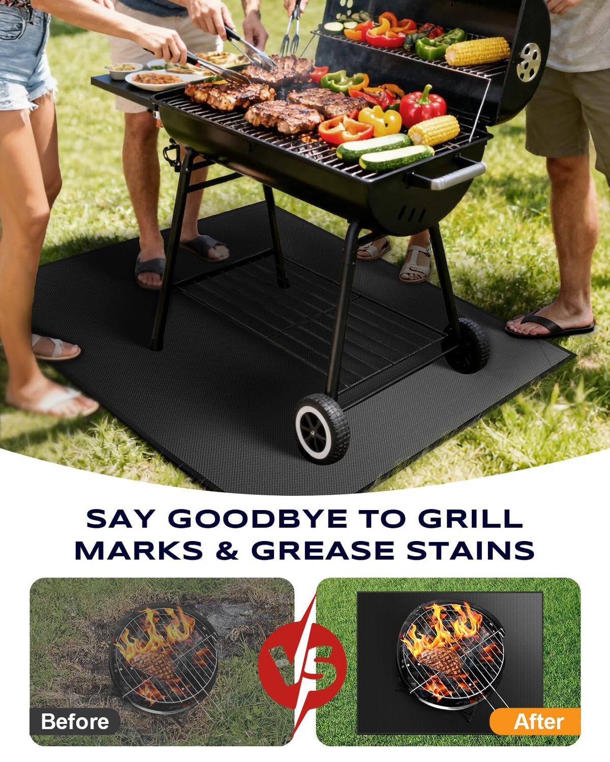 Vewaci heat-resistant mat withstands up to 2000℉ for outdoor cooking sessions.