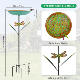 VEWOGARDEN bird bath features dragonfly and leaves for a lively garden accent.