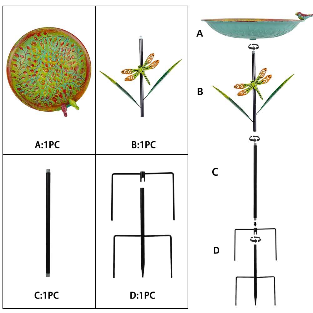 VEWOGARDEN bird bath is easy to assemble without tools for quick setup.