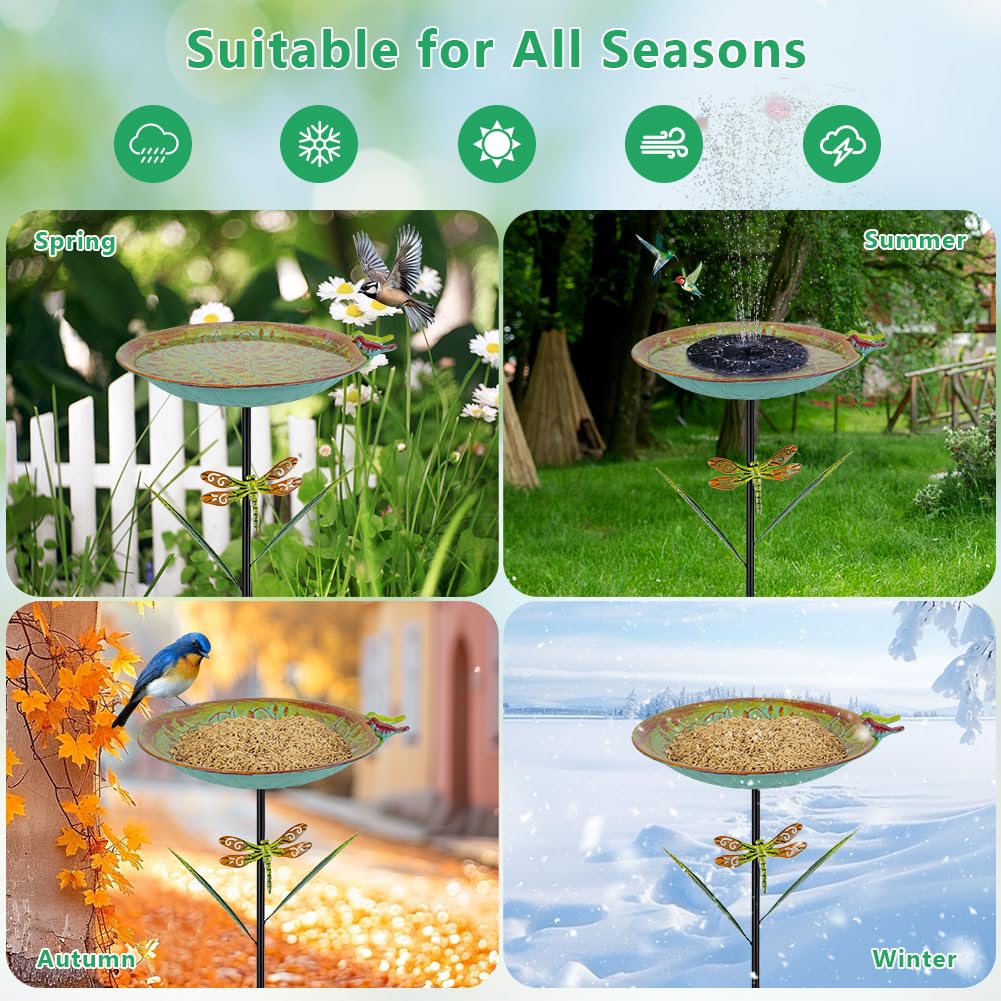 VEWOGARDEN bird bath has a stable five-pronged base for secure placement.