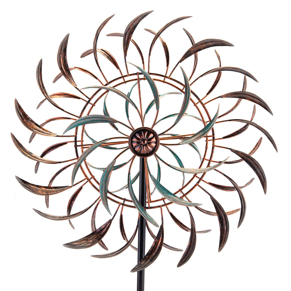 VEWOGARDEN large wind spinner front view, durable outdoor decor catching sunlight