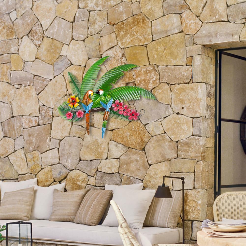 VEWOGARDEN parrot wall art installs easily on drywall, wood, or concrete