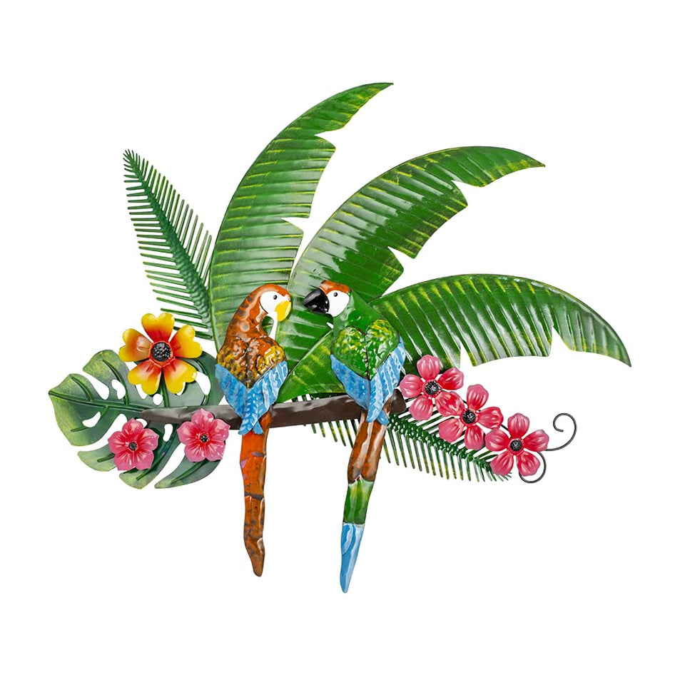 VEWOGARDEN parrot wall art with two lifelike parrots adds tropical drama to outdoor spaces