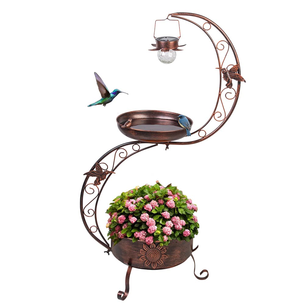 VEWOGARDEN S bird bath stands tall with a 36-inch height in an inviting garden.