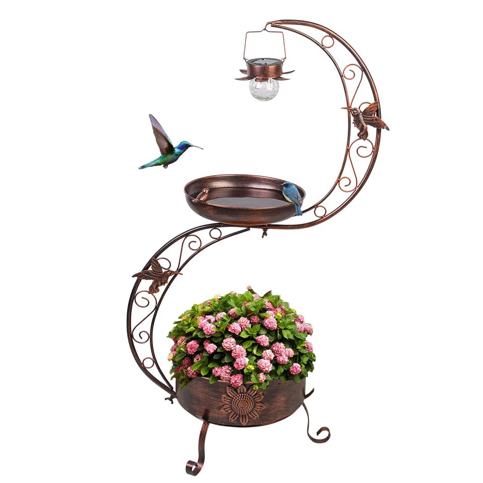 VEWOGARDEN S bird bath stands tall with a 36-inch height in an inviting garden.