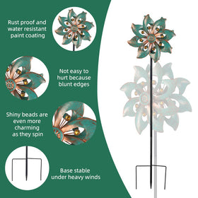 VEWOGARDEN wind spinner features rustproof metal blades for durable outdoor display