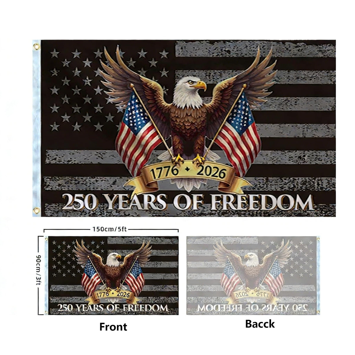 Veworn 250th anniversary flag for porch display with reinforced stitching against weather