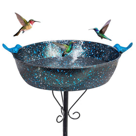 VEWOSTAR outdoor bird bath with stable stakes keeping it upright in windy yards
