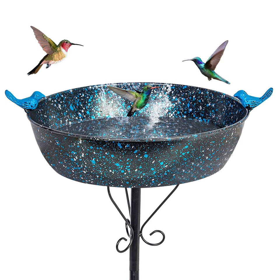 VEWOSTAR outdoor bird bath with stable stakes keeping it upright in windy yards