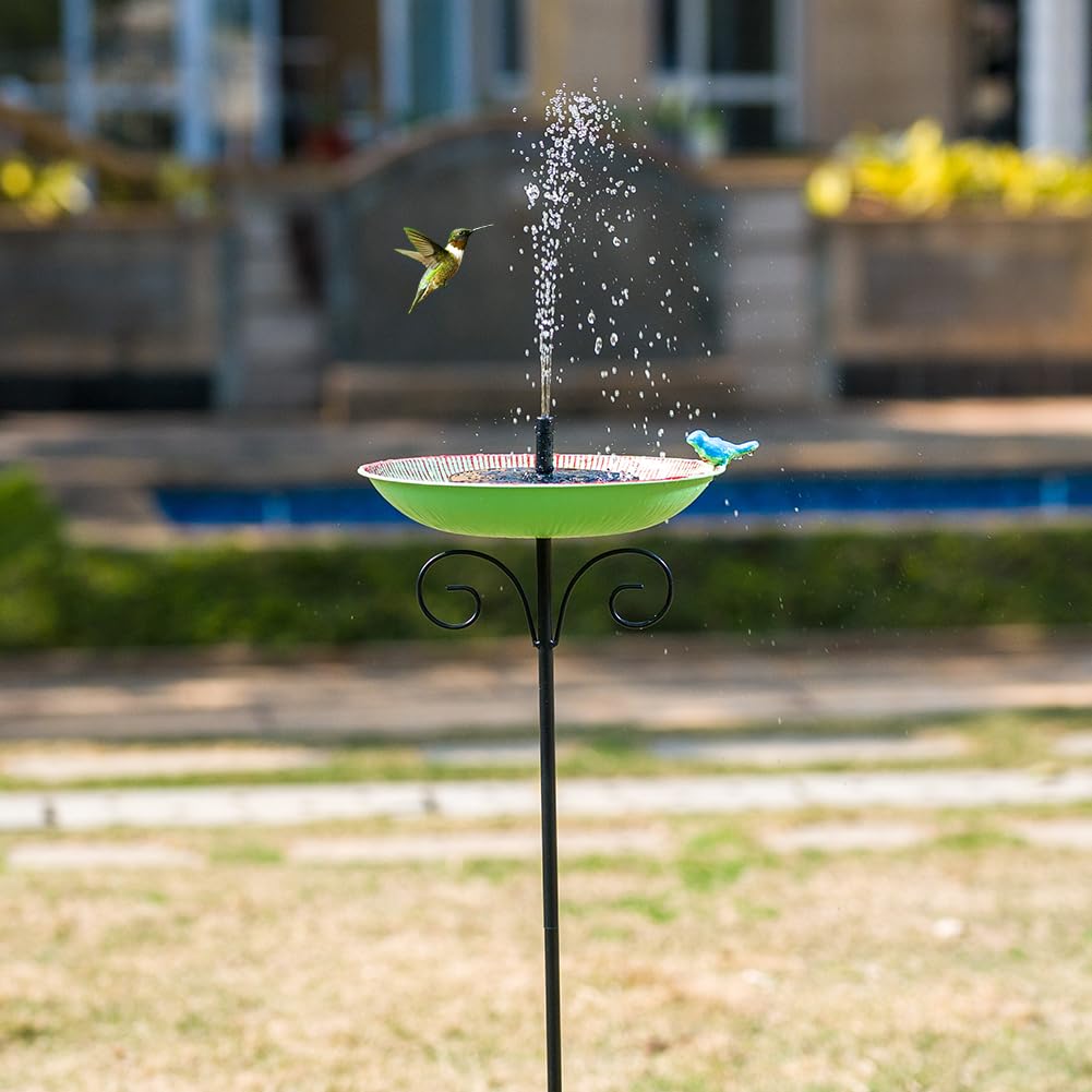 VEWOSTAR bird bath with powder-coated metal resists rain and sun.