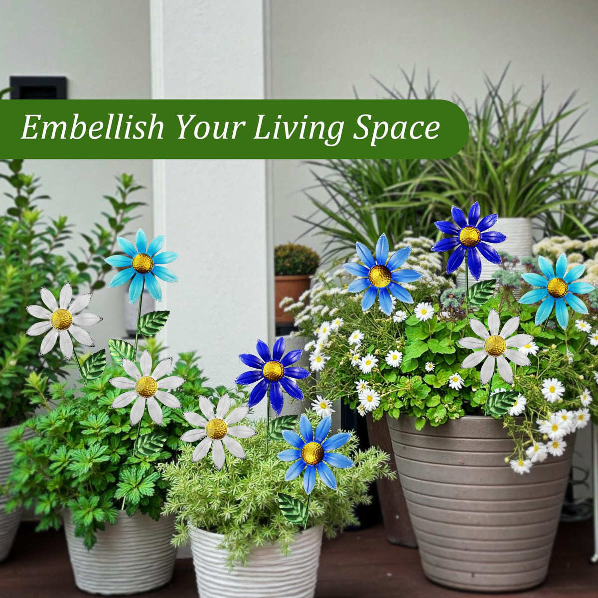 Vexercisehoop colorful yard art flowers sway in the breeze