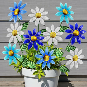 Vexercisehoop outdoor metal flowers on stakes brighten borders and year-round color