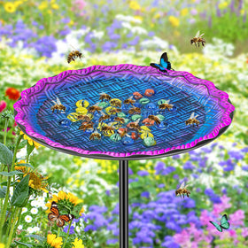 VeyFolzin.st bee-watering-station blue attracts pollinators and beautifies outdoor space