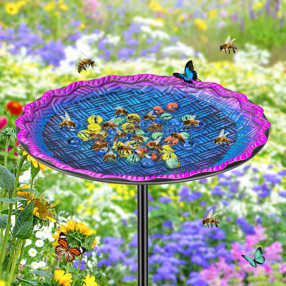 VeyFolzin.st bee-watering-station blue attracts pollinators and beautifies outdoor space