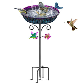 VeyFolzin.st metal bird bath gradient purple bowl invites wild birds to drink and bathe.