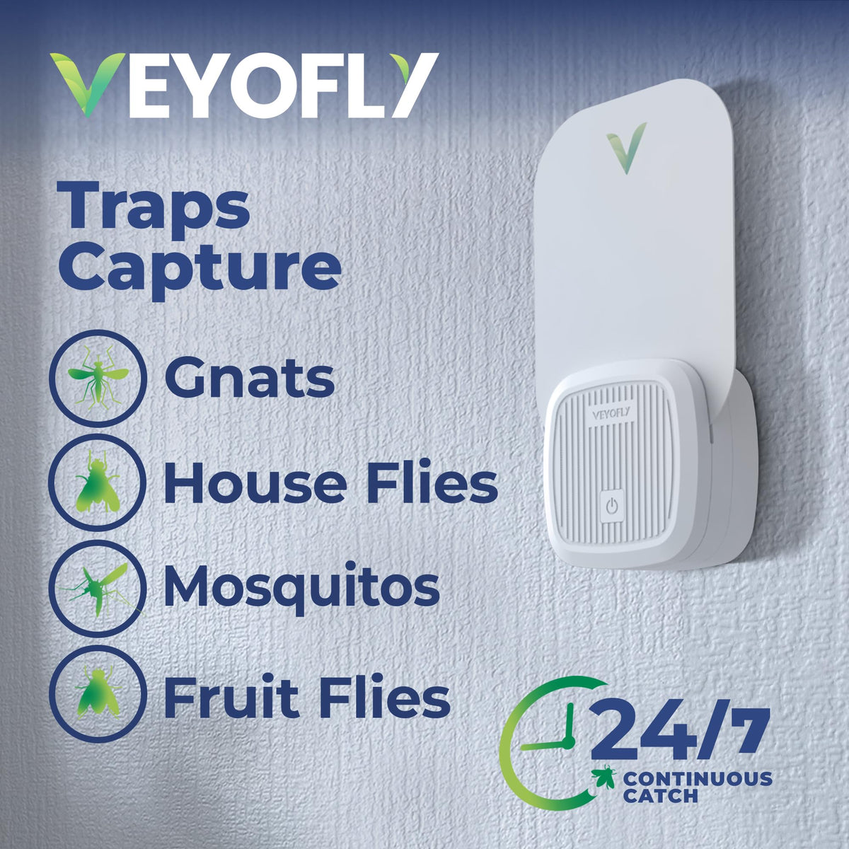 VEYOFLY Fly Trap indoor side view highlights slim profile for discreet placement