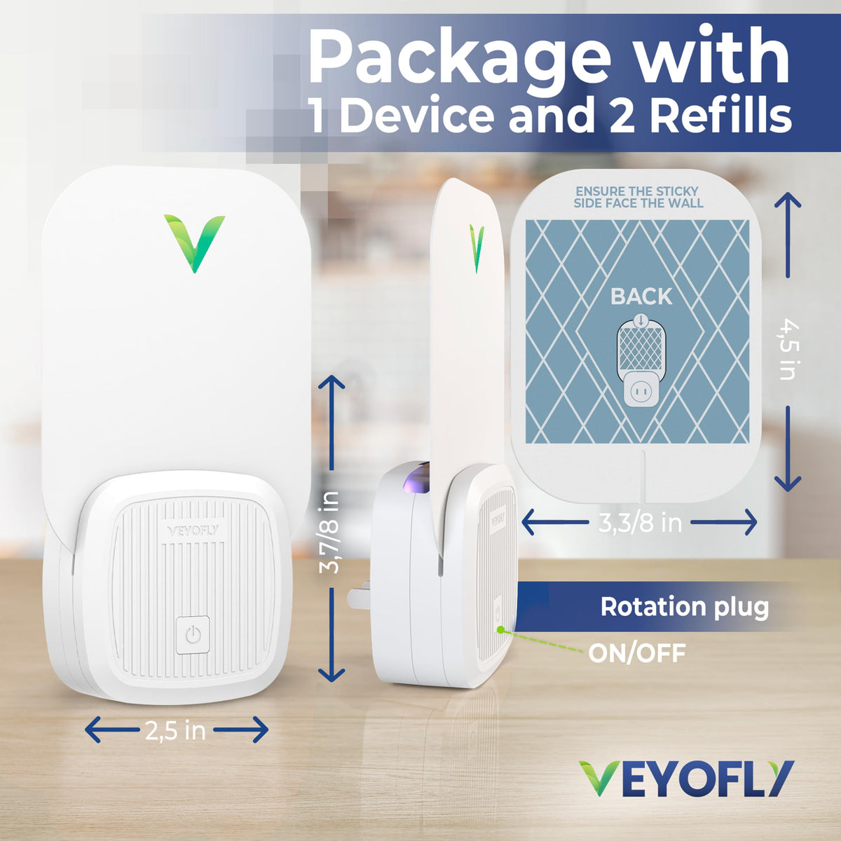 VEYOFLY adhesive cards face the wall to trap pests out of sight.