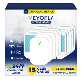 VEYOFLY fly trap refill 15-pack for easy indoor pest control.