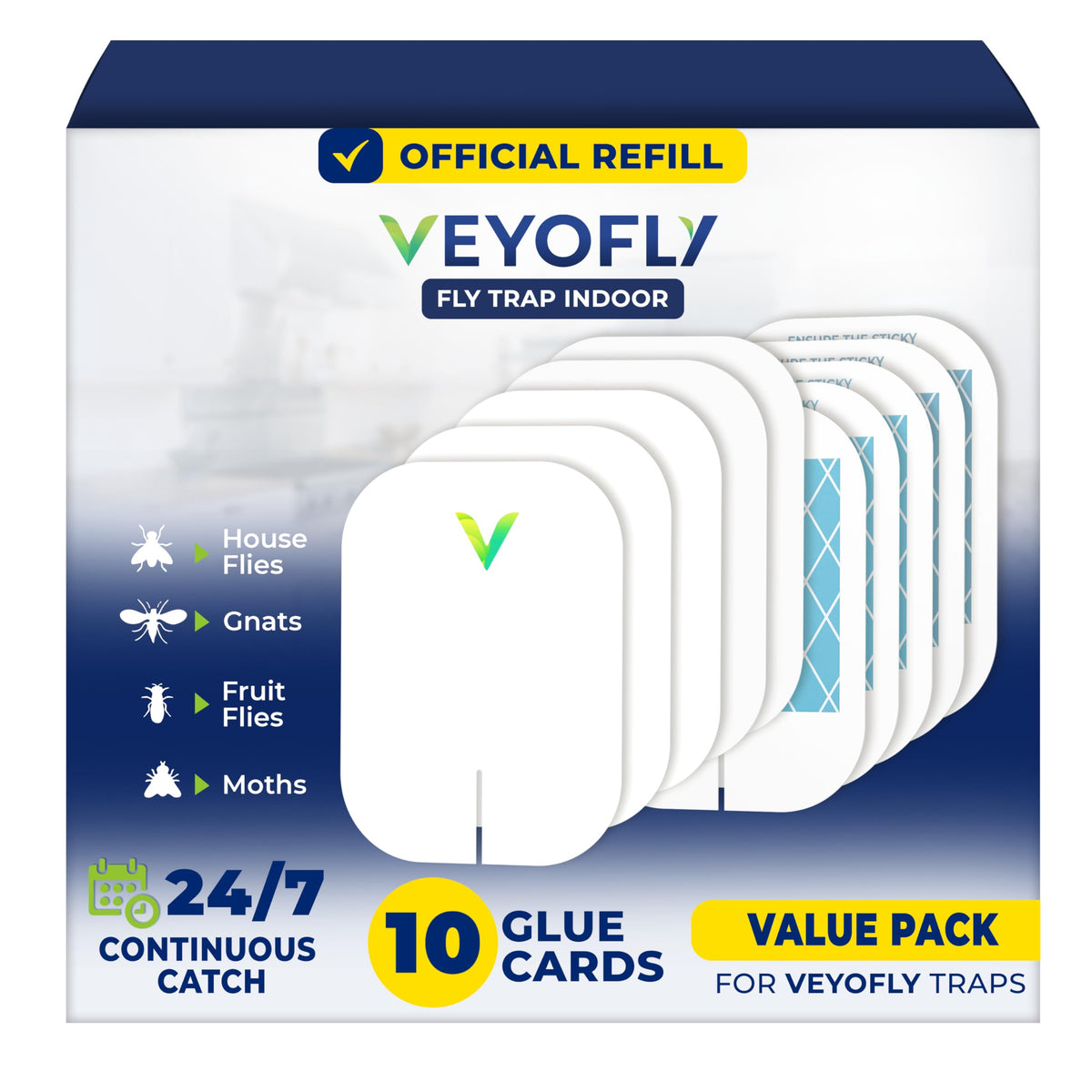 VEYOFLY Fly Trap Refill glue board for indoor use captures flies quickly with ultra-sticky adhesive