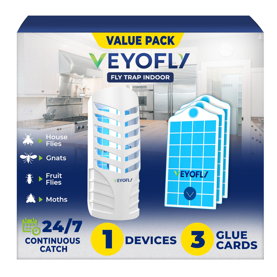 VEYOFLY fruit fly trap indoor device with blue-violet light attracts pests