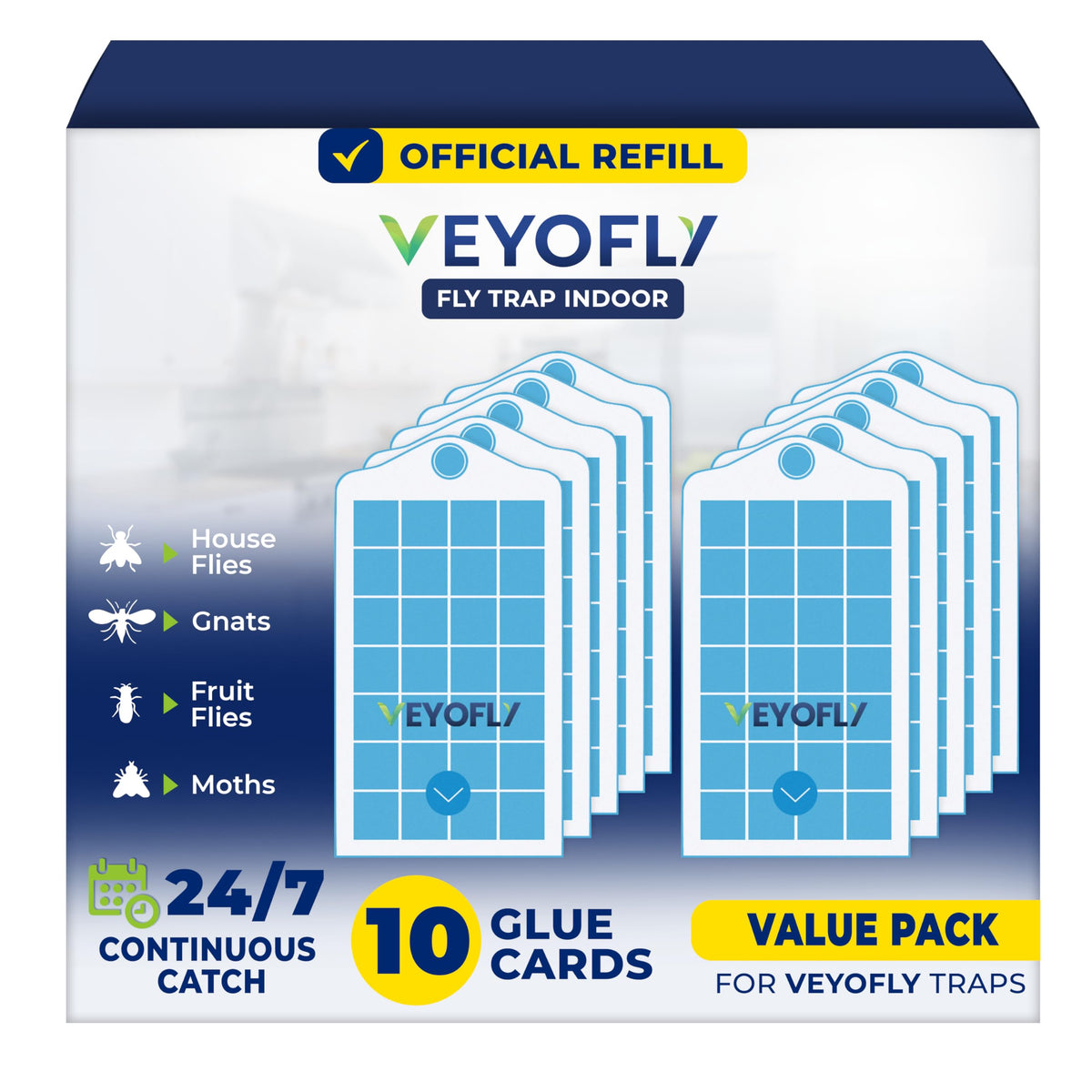 VEYOFLY fruit fly trap refill glue board captures pests indoors