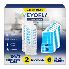 VEYOFLY indoor fly trap with two devices captures gnats and fruit flies safely