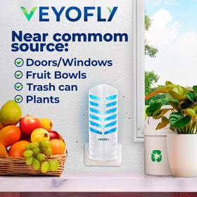 VEYOFLY plug-in light insect trap plugged into wall outlet