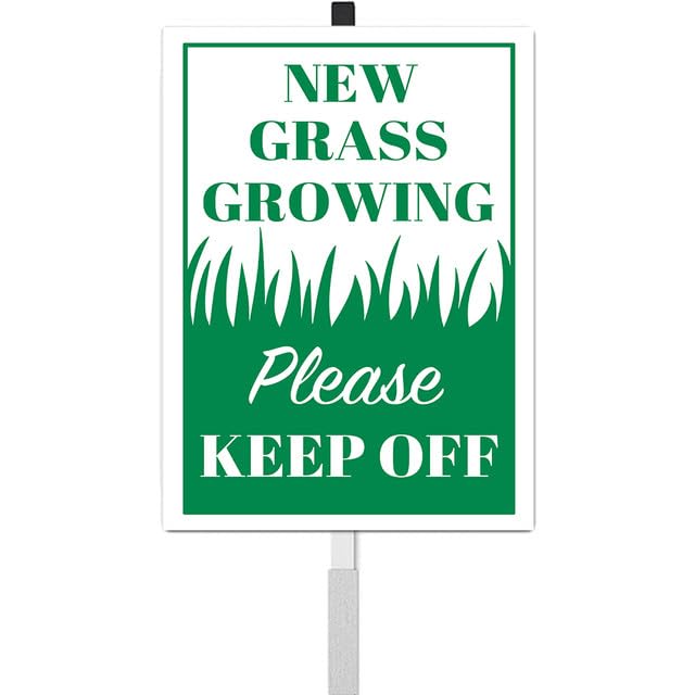 vfsxcmi Keep Off Grass sign 8x12 with stakes protects lawns and guides foot traffic.
