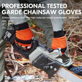 Vgo chainsaw gloves ergonomic fit highlights pre-curved fingers for flexible handling