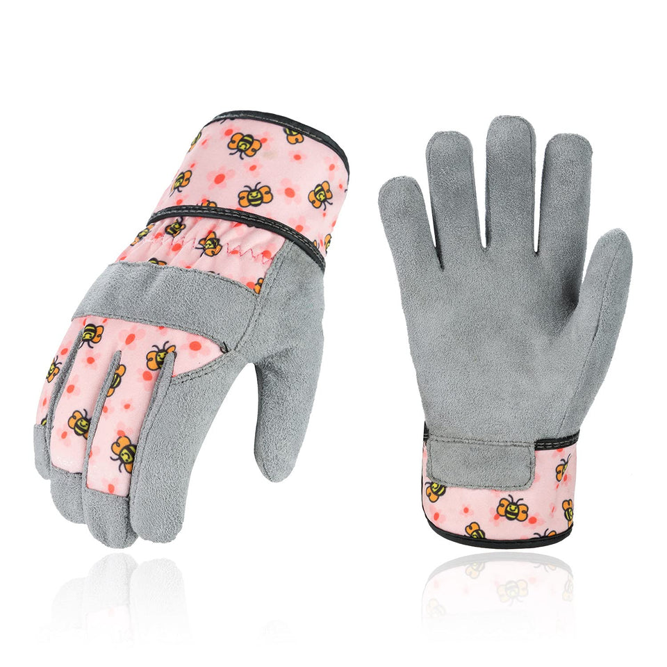 Vgo kid gardening gloves blue plane front view with soft microfiber palm for a secure grip