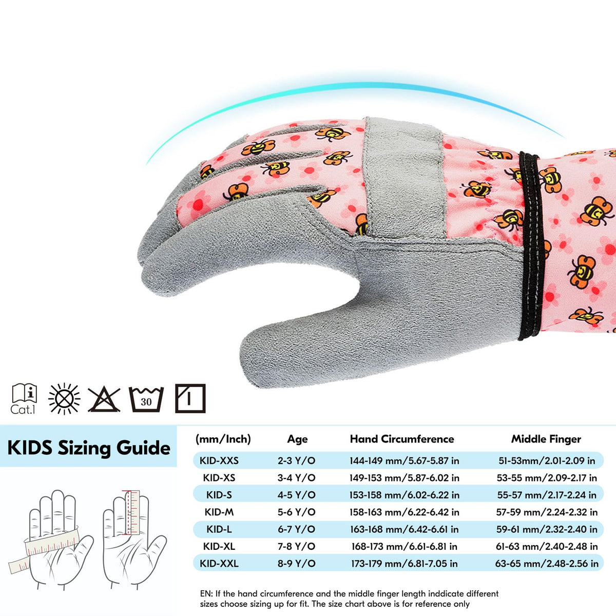 Vgo kid gardening gloves packaging box showing single pair
