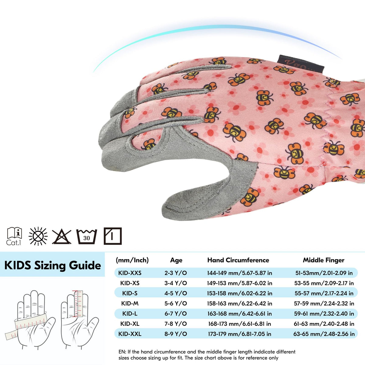Vgo kids gardening gloves synthetic leather palm for reliable light tasks