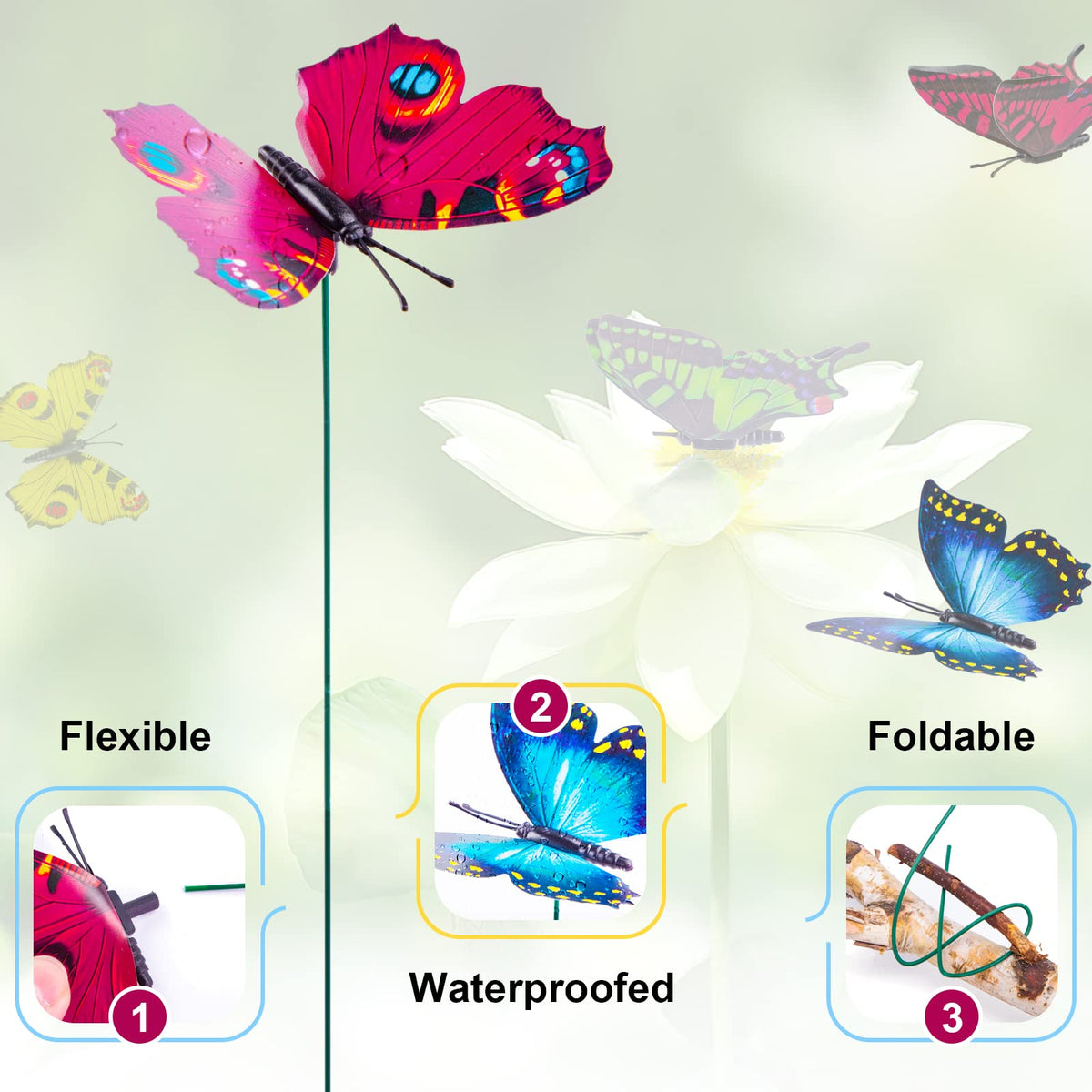 VGOODALL butterfly stake detachable design simplifies cleaning and storage after use