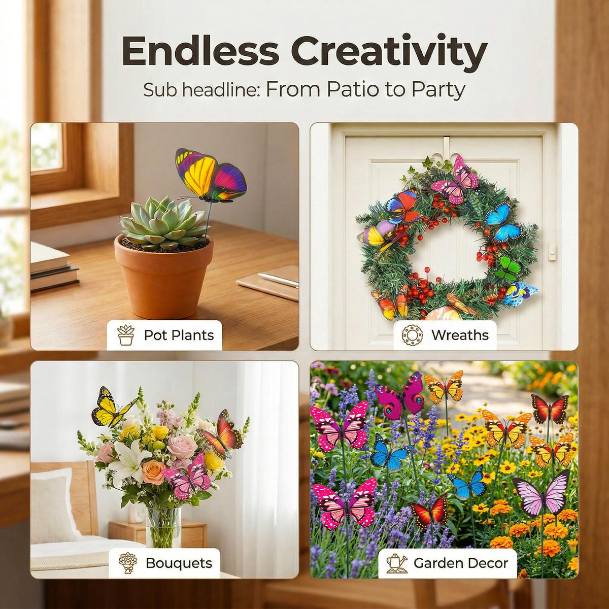 VGOODALL outdoor wall display butterflies enhance patios and yards.