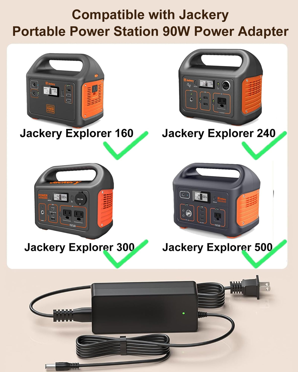 vhbw Jackery charger with 100-240V input for global use.